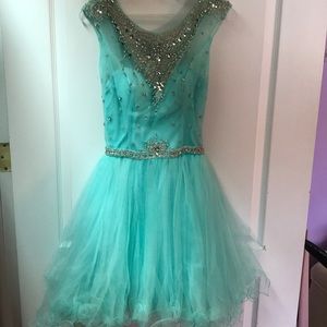Prom dress diamond and beaded Aline dress